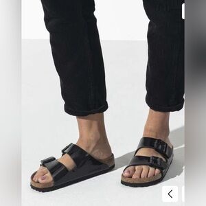 NIB. Birkenstock Arizona Black Patent sandals. Size 40